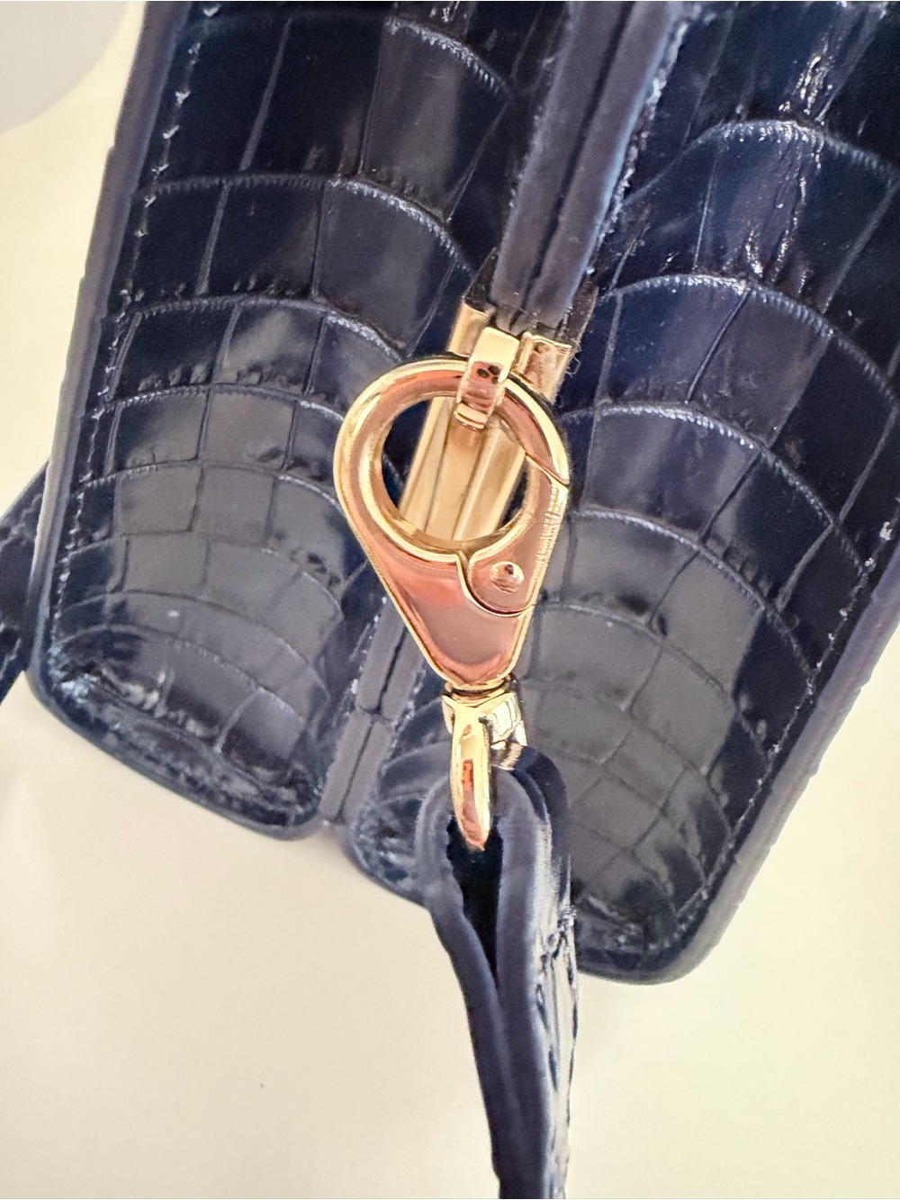 RSVP Navy  Croc-Embossed Crossbody Duo Bag with Gold Accents - Picture 6 of 14